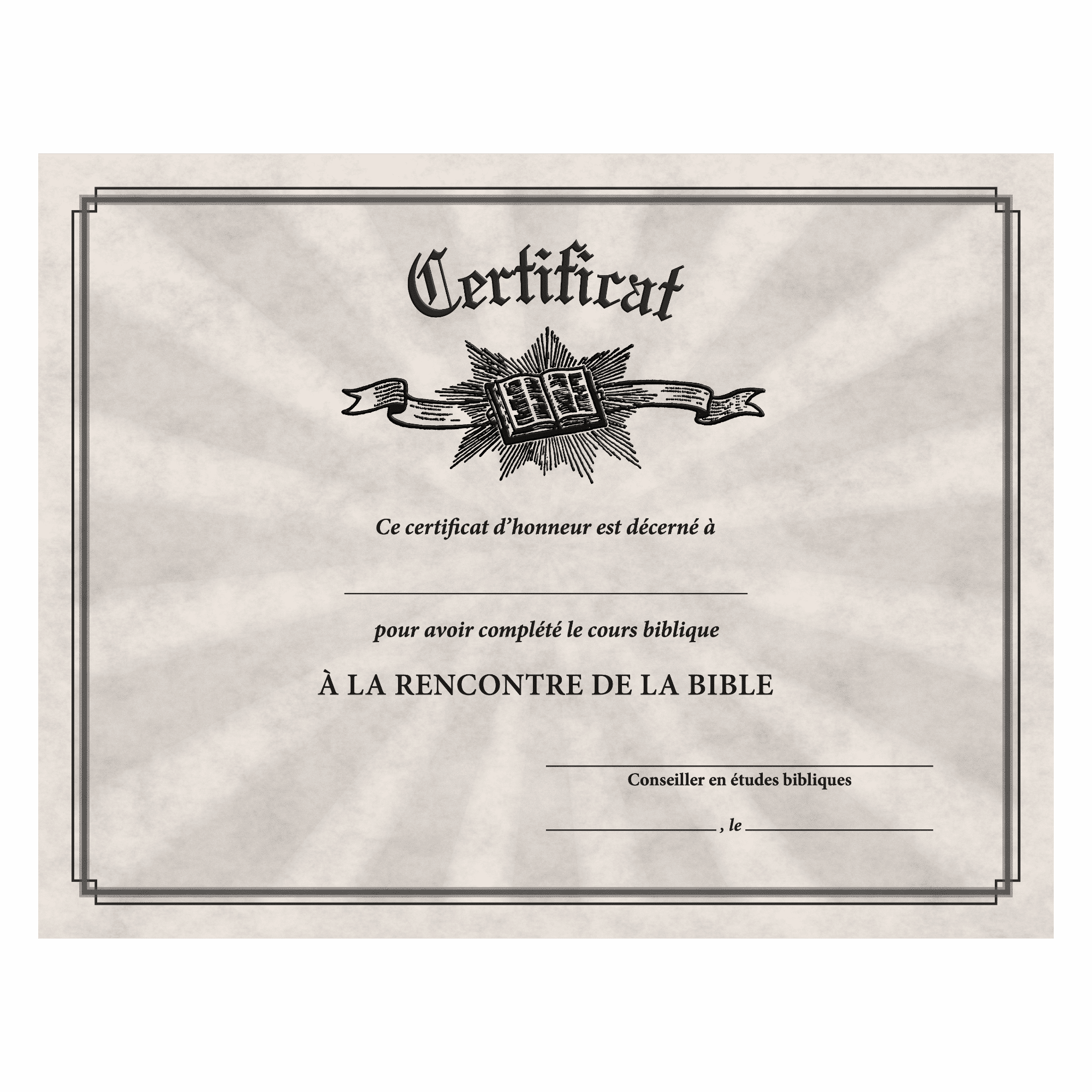 À la rencontre de la Bible – Certificat